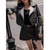 imageBellivera Womens Cropped Faux Leather Jacket Bomber Casual Zip Up Coat PU Moto Bike Outwear with PocketsBlack White Studded