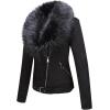imageBellivera Womens Faux Suede Short Jacket Moto Jacket with Detachable Faux Fur Collar Black XSmall