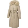 imageBellivera Womens Plus Size Parka Jacket Long Winter Warm Hooded Zipper CoatBeige