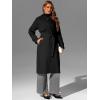 imageBellivera Womens Trench Coat Long Loose Jacket Spring Fall Overcoat with Belt G2233 BLACK L