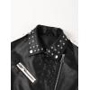 imageBellivera Womens faux leather Motorcycle Jacket Zip up stand with PocketsBlack