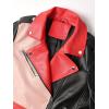 imageBellivera Womens faux leather Motorcycle Jacket Zip up stand with PocketsBlackpink