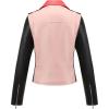 imageBellivera Womens faux leather Motorcycle Jacket Zip up stand with PocketsBlackpink