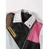imageBellivera Womens faux leather Motorcycle Jacket Zip up stand with PocketsMulticolor