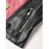 imageBellivera Womens faux leather Motorcycle Jacket Zip up stand with PocketsPinkgreen
