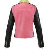 imageBellivera Womens faux leather Motorcycle Jacket Zip up stand with PocketsPinkgreen