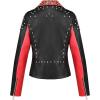 imageBellivera Womens faux leather Motorcycle Jacket Zip up stand with PocketsRedblack