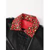 imageBellivera Womens faux leather Motorcycle Jacket Zip up stand with PocketsRedblack