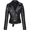 imageBellivera Women Faux Leather Jacket Studded Rivet Floral Moto Biker CoatBlack Embroidered Jacket