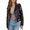 imageBellivera Women Faux Leather Jacket Studded Rivet Floral Moto Biker CoatBlack Floral Jacket
