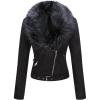 imageBellivera Womens Faux Suede Short Jacket Moto Jacket with Detachable Faux Fur Collar Black XSmall