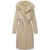 imageBellivera Womens Plus Size Parka Jacket Long Winter Warm Hooded Zipper CoatBeige