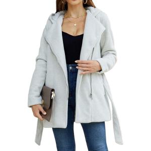 imageBellivera Women Wool Jacket Blend Winter Mid Long Trench Coat Warm Pea OvercoatBeige Coat
