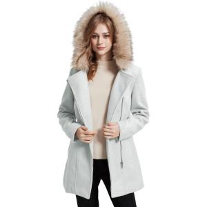 imageBellivera Women Wool Jacket Blend Winter Mid Long Trench Coat Warm Pea OvercoatBeigegray With Collar Coat