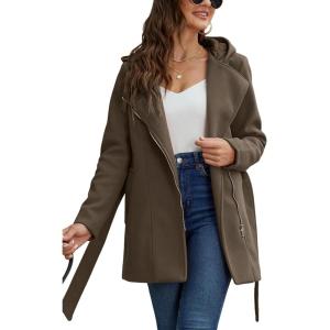 imageBellivera Women Wool Jacket Blend Winter Mid Long Trench Coat Warm Pea OvercoatCamel Coat