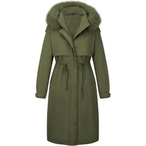 imageBellivera Womens Plus Size Parka Jacket Long Winter Warm Hooded Zipper CoatArmygreen Parka
