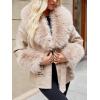imageBellivera Women Faux Leather Jacket Winter Long Sleeve Zip Belt Coat with Fur CollarBeige