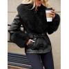 imageBellivera Women Faux Leather Jacket Winter Long Sleeve Zip Belt Coat with Fur CollarBlack