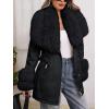 imageBellivera Women Faux Leather Jacket Winter Long Sleeve Zip Belt Coat with Fur CollarBlack Jacket