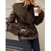 imageBellivera Women Faux Leather Jacket Winter Long Sleeve Zip Belt Coat with Fur CollarCoffee