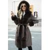 imageBellivera Womens Wool Pea Coat Faux Fur Jacket Winter Warm Parka Overcoat with BeltBrown