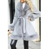 imageBellivera Womens Wool Pea Coat Faux Fur Jacket Winter Warm Parka Overcoat with BeltGrey