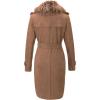 imageBellivera Women Faux Leather Trench Coat FleeceLined Midlength Jacket with Detachable Fur CollarBrown