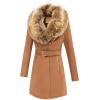 imageBellivera Women Faux Leather Trench Coat FleeceLined Midlength Jacket with Detachable Fur CollarCamel Coat