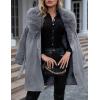 imageBellivera Women Faux Leather Trench Coat FleeceLined Midlength Jacket with Detachable Fur CollarGrey