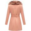 imageBellivera Women Faux Leather Trench Coat FleeceLined Midlength Jacket with Detachable Fur CollarPink Coat