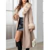 imageBellivera Womens Fall Winter Coat Elegant Notched Lapel Single Breasted Trench Coat with Detachable Faux Fur CollarBeige