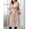 imageBellivera Womens Fall Winter Coat Elegant Notched Lapel Single Breasted Trench Coat with Detachable Faux Fur CollarBeige