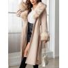 imageBellivera Womens Fall Winter Coat Elegant Notched Lapel Single Breasted Trench Coat with Detachable Faux Fur CollarBeige