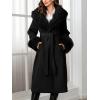 imageBellivera Womens Fall Winter Coat Elegant Notched Lapel Single Breasted Trench Coat with Detachable Faux Fur CollarBlack