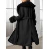 imageBellivera Womens Fall Winter Coat Elegant Notched Lapel Single Breasted Trench Coat with Detachable Faux Fur CollarBlack