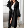 imageBellivera Womens Fall Winter Coat Elegant Notched Lapel Single Breasted Trench Coat with Detachable Faux Fur CollarBlack
