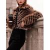imageBellivera Womens Faux Fur Leather Jacket Fleece Cropped Warm Fluffy Coat Soft Zip OuterwearBrown
