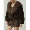 imageBellivera Womens Faux Fur Leather Jacket Fleece Cropped Warm Fluffy Coat Soft Zip OuterwearBrown Fuzzy Jacket