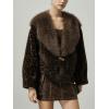 imageBellivera Womens Faux Fur Leather Jacket Fleece Cropped Warm Fluffy Coat Soft Zip OuterwearBrown Fuzzy Jacket
