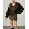imageBellivera Womens Faux Fur Leather Jacket Fleece Cropped Warm Fluffy Coat Soft Zip OuterwearBrown Fuzzy Jacket