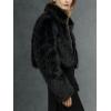 imageBellivera Womens Faux Fur Leather Jacket Fleece Cropped Warm Fluffy Coat Soft Zip OuterwearPure Black Crop