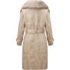 imageBellivera Womens Faux Leather Trench Coat with Faux Fur Hood Casual Thick Shearling Lined KneeLength Winter OuterwearBeige Collar