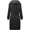imageBellivera Womens Faux Leather Trench Coat with Faux Fur Hood Casual Thick Shearling Lined KneeLength Winter OuterwearBlack Collar