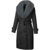 imageBellivera Womens Faux Leather Trench Coat with Faux Fur Hood Casual Thick Shearling Lined KneeLength Winter OuterwearBlack Collar