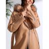 imageBellivera Womens Faux Leather Trench Coat with Faux Fur Hood Casual Thick Shearling Lined KneeLength Winter OuterwearCamel