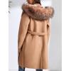 imageBellivera Womens Faux Leather Trench Coat with Faux Fur Hood Casual Thick Shearling Lined KneeLength Winter OuterwearCamel