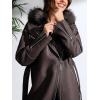 imageBellivera Womens Faux Leather Trench Coat with Faux Fur Hood Casual Thick Shearling Lined KneeLength Winter OuterwearCoffee