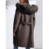 imageBellivera Womens Faux Leather Trench Coat with Faux Fur Hood Casual Thick Shearling Lined KneeLength Winter OuterwearCoffee