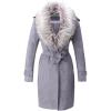 imageBellivera Women Faux Leather Trench Coat FleeceLined Midlength Jacket with Detachable Fur CollarGrey