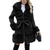 imageBellivera Womens Fall Winter Coat Elegant Notched Lapel Single Breasted Trench Coat with Detachable Faux Fur CollarBlack Mid Length